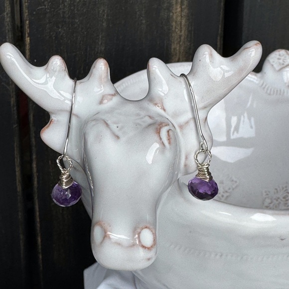 Amethyst Onion Drop Earrings 925SS - Picture 2 of 5
